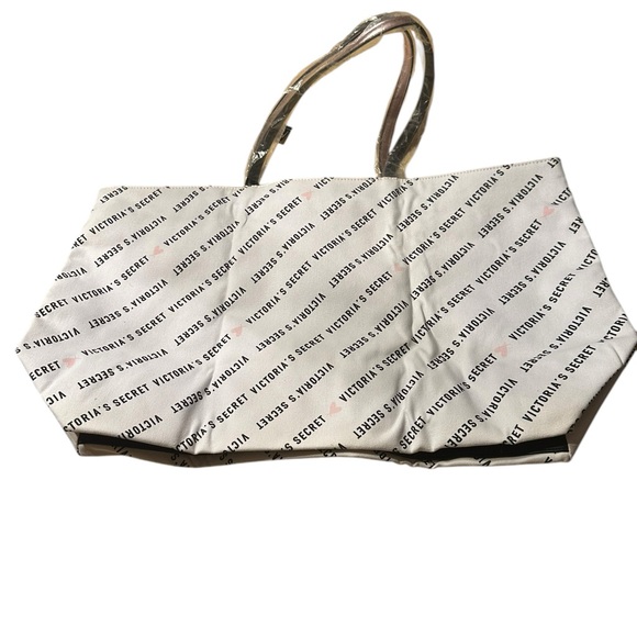 Victoria's Secret Weekender White and Black and a Splash of Pink Large Tote Bag - Picture 2 of 16